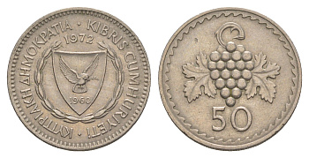 Кипр 50 милей 1972 KM 41 медно-никель UNC 4652-412