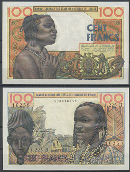 Западная Африка 100 франков 1965  Pick 101 Ae  бумага   451-1099-3