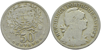 Португалия 50 сентаво 1929 KM 577 медно-никель 4395-834