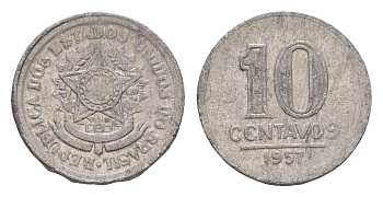 Бразилия 10 сентаво 1957 KM 564 алюминий 4655-1062