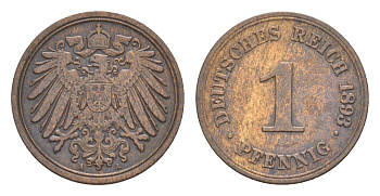Германия 1 пфенниг 1893 A, Вильгельм II (1888-1918) KM 10, J. 10 медь 4639-1069