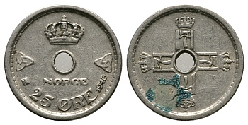 НОРВЕГИЯ 25 ЭРЕ 1946 KM 384 медно-никель 89-1521