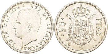 Испания 50 песет 1983 Хуан Карлос I (1975-2014) KM 825 медно-никель XF 4517-316