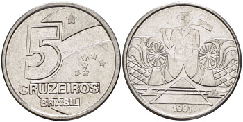 Бразилия 5 крузейро 1990 фермер KM 618.1 нержавеющая сталь 3851-952