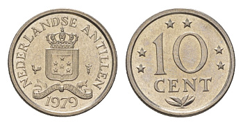Нидерландские Антильские острова (Нидерландские Антилы) 10 центов 1979 KM 10 никель UNC 4627-712