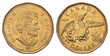 Канада 1 доллар 2008 XXIX летние Олимпийские игры, Пекин 2008 KM 787 никель плакированный бронзой UNC 108-453