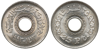 Египет 25 пиастров 1993 KM 734 медно-никель 4168-531