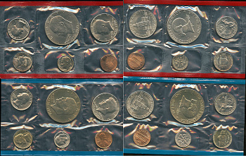 США официальные наборы из 12 монет 1976 200 лет независимости США (разные монетный дворы) KM MS 137   UNC  8-2-03-26