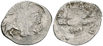 Русское Царство копейка 1547-1584 Иван IV Васильевич, Псковский  монетный двор, 0,66 ГР ГиК №95 серебро 262-558