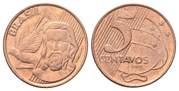 Бразилия 5 сентаво 1998 KM 648 сталь плакированная медью UNC 4668-1063