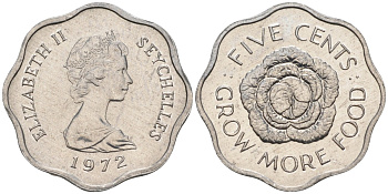 Сейшельские острова 5 центов 1972 FAO, цветок, Елизавета II KM 18 алюминий UNC 4588-631