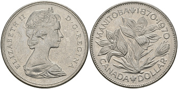Канада 1 доллар 1970 100 лет со дня присоединения провинции Манитоба (1870-1970) KM 78 никель UNC 97-241