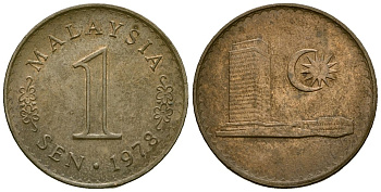 Малайзия 1 сена 1978 KM 1a сталь плакированная медью 4174-115