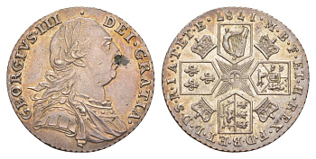 Великобритания 1 шиллинг 1787 Георг III (1760-1820) KM 607.2, Spink 3746 серебро 00-805-08