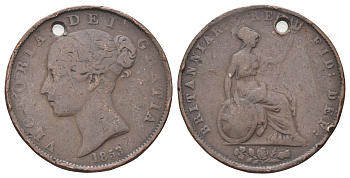 Великобритания 1/2 пенни 1853 Виктория (1837-1901) KM 726, Spink 3949 медь 4707-823