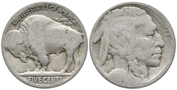 США 5 ЦЕНТОВ ND ИНДЕЕЦ, БИЗОН KM 134 медно-никель 34-127