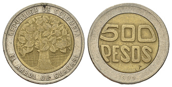 Колумбия 500 песо 1995 KM 286 биметалл 4159-521