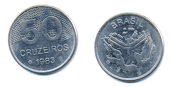 БРАЗИЛИЯ 50 КРУЙЗЕЙРО 1983 KM 594.1 сталь aUNC 51-4746