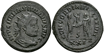 Римская Империя аврелианиан 293 Максимиан Геркулий CONCORDIA MILITVM Кизик Good Very fine RIC 607 бронза 1073-3-8-1