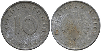 Германия 10 рейхспфеннигов 1943 A KM 101, J.371 цинк 4151-224