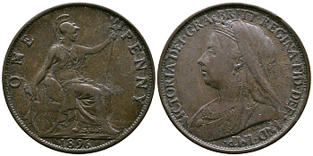 Великобритания 1 пенни 1896 Виктория (1837-1901) Spink 3961 бронза 74-624