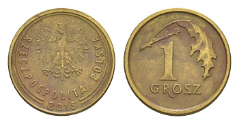 Польша 1 грош 2015 Y 923 сталь плакированная латунью 4625-123