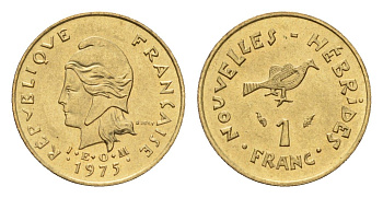 Новые Гебриды 1 франк 1975 KM 4.2 медь алюминий никель UNC 99-1135