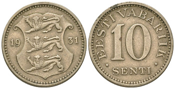 Эстония 10 центов 1931 Республика (1918-1941) KM 12 никель бронза 4615-1135