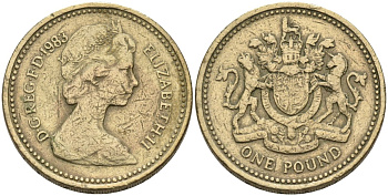 Великобритания 1 фунт 1983 Елизавета II (1952-2022) KM 933, Spink 4221 никель латунь 81-944