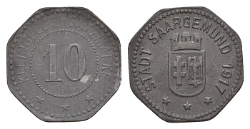 Саргемин 10 пфеннигов 1917 Funck 464.2A, Marchand 25.2, Men18 27794.2 цинк 1531-1213