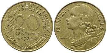 ФРАНЦИЯ 20 САНТИМОВ 1982 KM 930 медь алюминий никель 93-1344