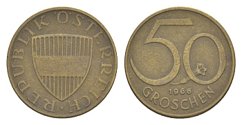 Австрия 50 грошей 1966 KM 2885 алюминиевая бронза 4136-1253