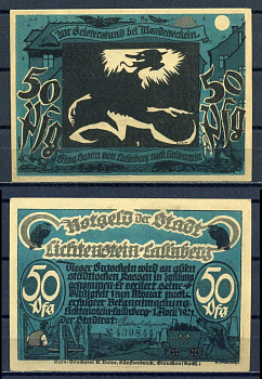 Лихтенштейн-Кальнберг (Саксония) 50 пфеннигов 1921 бумага aUNC 7556-7-2-2