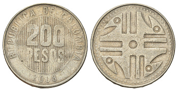 Колумбия 200 песо 2008 KM 287 медь цинк никель 4159-622