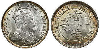 Гонконг 10 центов 1902 Эдуард VII (1901-1910) KM 13 серебро UNC 91-925