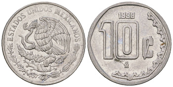 Мексика 10 сентаво 1998 M KM 547 нержавеющая сталь 4598-231