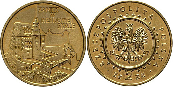 Польша 2 злотых 1997 MW, замок Пескова-Скала XIV век KM 331 нордик  UNC 1526-221