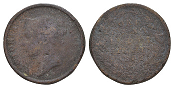 Стрейтс-Сетлментс (Стрейтс Сетлментс) 1 цент 1862 Виктория (1837-1901), год-тип KM 6 медь 4656-253