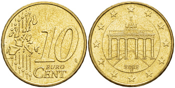 Германия 10 евроцентов 2002 D KM 210 нордик 4543-531