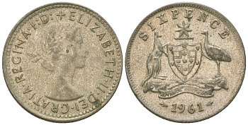 Австралия 6 пенсов 1961 Елизавета II (1952-2022) KM 58 серебро 4615-1021