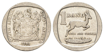 ЮАР 1 ранд 1994 KM 138 медь плакированная никелем 4627-266