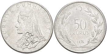 Турция 50 курушей 1976 Анатолийская невеста KM 899 нержавеющая сталь 4390-236