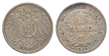 Германия 1 марка 1902 J, Вильгельм II (1888-1918) KM 14, J. 17 серебро 4626-151