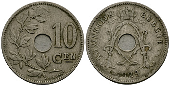 Бельгия 10 сантимов 1929 Belgie KM 86 медно-никель 4182-152