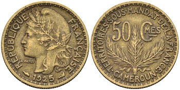 Французский Камерун 50 сантимов 1925 (а), монетный двор Париж KM 1 алюминиевая бронза 4164-1236