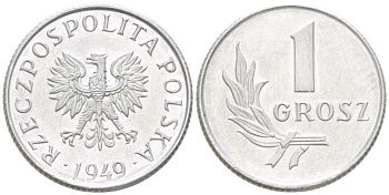 ПОЛЬША 1 ГРОШ 1949 MW KM 39 алюминий 4516-738
