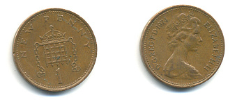 Великобритания 1 пенни 1974 Елизавета II (1952-2022) KM 915, Spink 4237 (B1) бронза177-1116