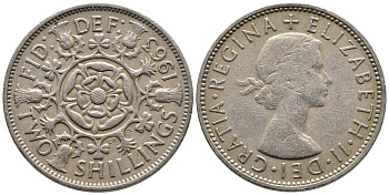 Великобритания 2 шиллинга (флорин) 1963 Елизавета II (1952-2022) KM 906, Spink 4146 медно-никель 4680-731