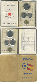 Испания официальный набор из 4 монет (1, 5, 25 и 50 песет) 1980 (1981) чемпионат мира по футболу в Испании 1982 года KM MS11a (816, 817, 818 и 819) UNC 8-2-06-29