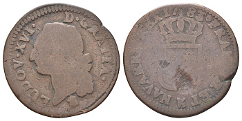 Франция 1 соль 1783 Людовик XVI (1774-1792) KM 578 медь 109-613